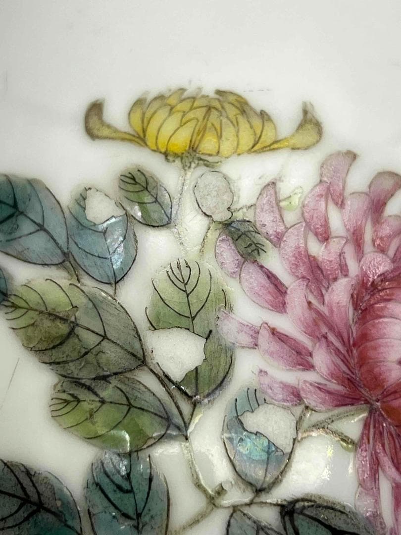 清康熙時代 【康熙年製】在銘　粉彩花鳥文瓶 琺瑯彩 花瓶 花器(A-76)