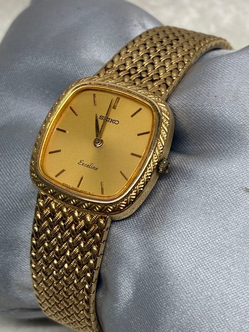 SEIKO セイコー エクセリーヌ 4N20-5160 QZ ゴールド文字盤