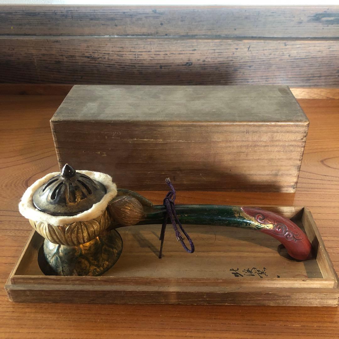 稀少な浦野乾哉(六世乾山)作色絵柄香炉共箱入