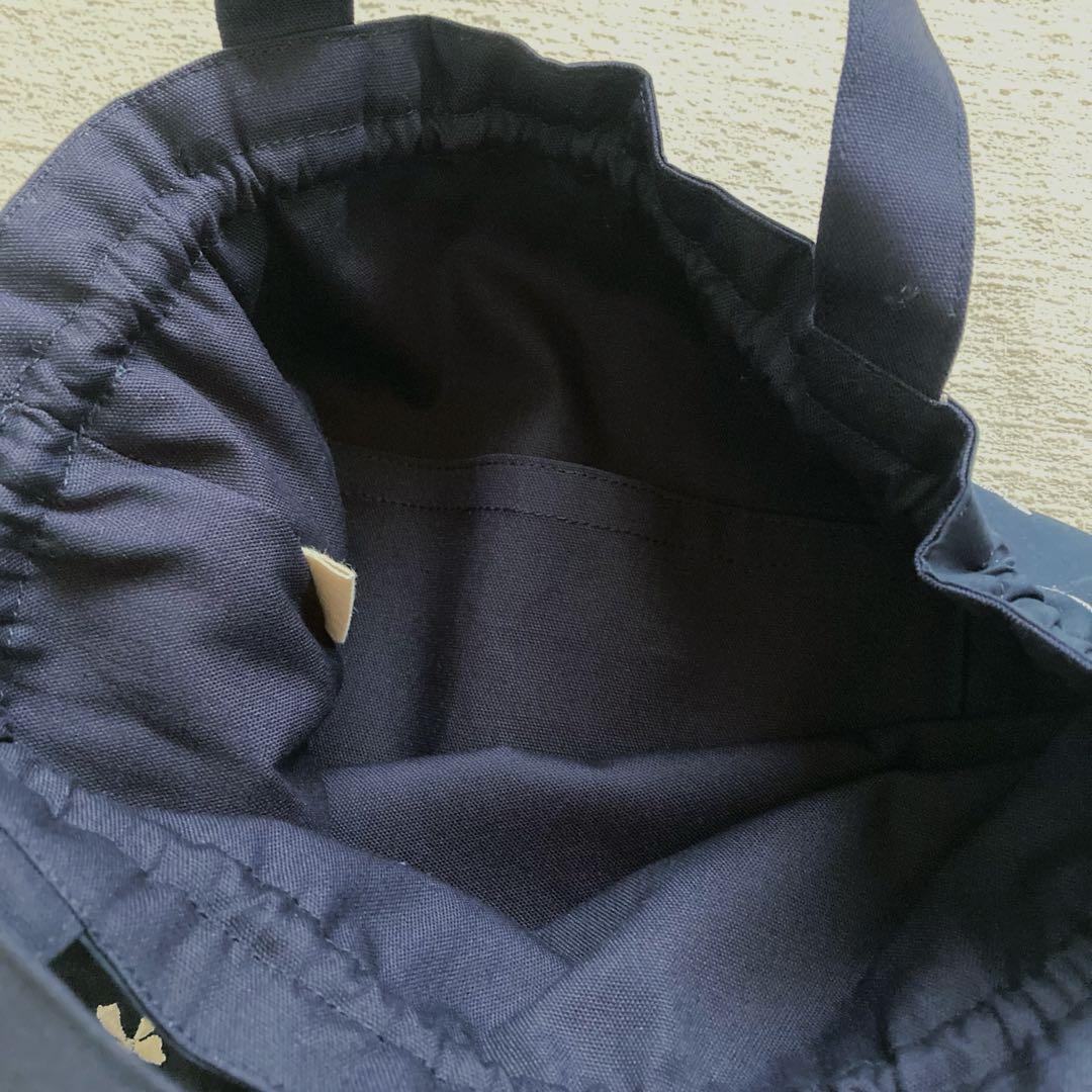 Py！リボン刺繍無地両面フリルレッスンバッグ+体操服袋+巾着袋セット　紺