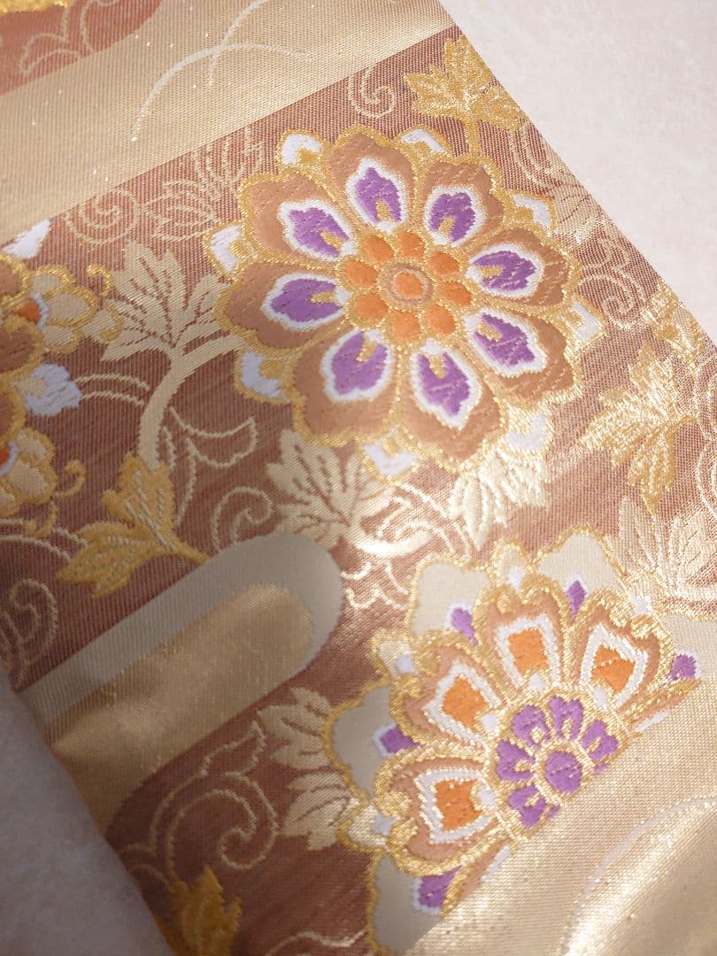 正絹　二部式　作り帯　ハーフ成人式　十三詣り　振袖　成人式　 一点物　金系