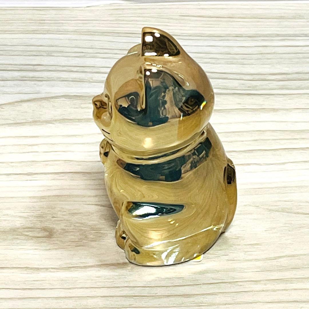 「美品」Baccarat バカラ 招き猫 まねき猫　置物　ゴールド　金