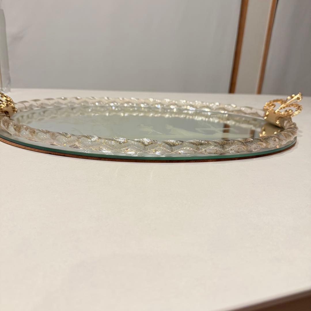 ベネチアングラス ミラートレイ ムラーノガラス ゴールド ガラス