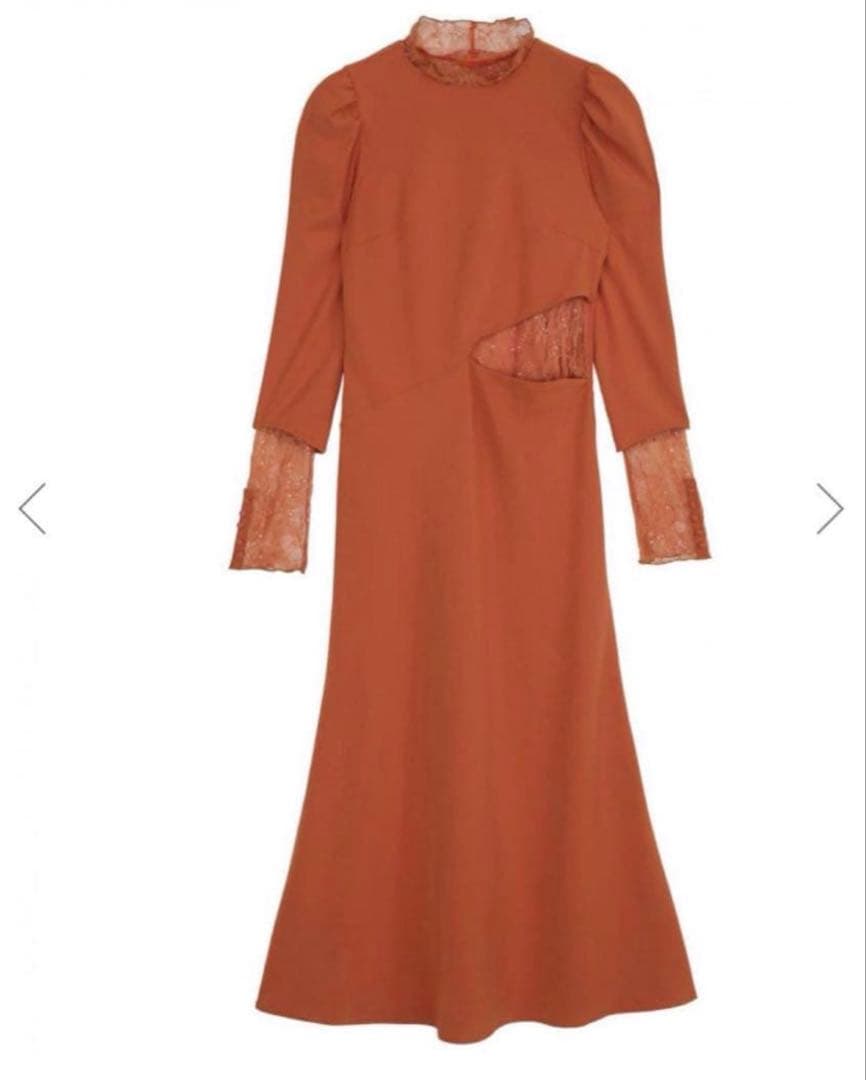 【Ameri】HOLE SPANGLE LACE DRESS テラコッタ