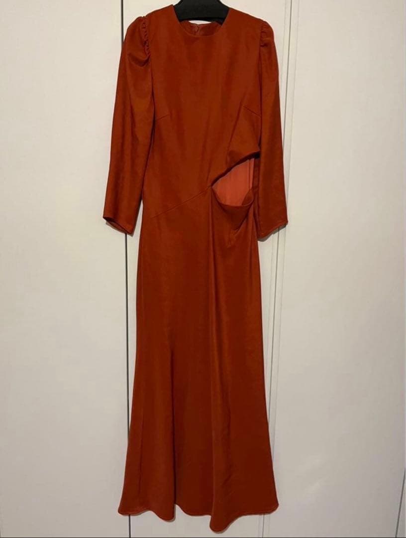 【Ameri】HOLE SPANGLE LACE DRESS テラコッタ