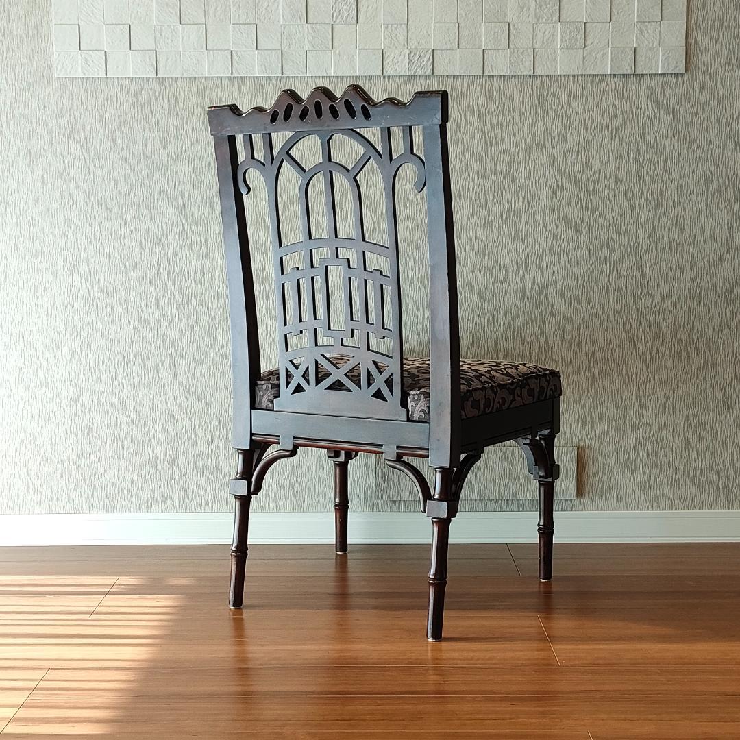 シノワズリ　ヴィンテージチェア　透かし彫り　リビングチェア①