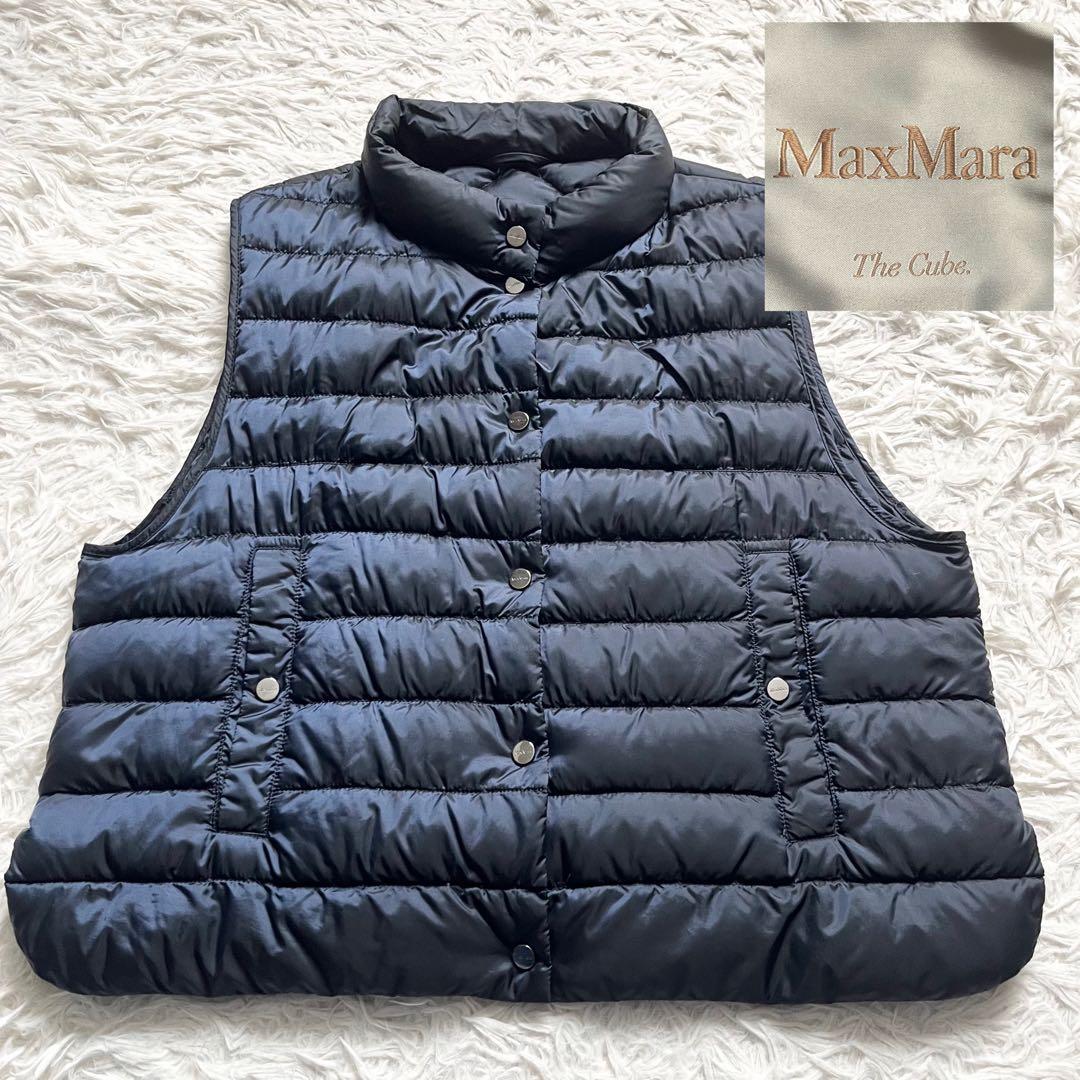 極美品■マックスマーラ　キルティング　ダウンベスト　ロゴワッペン　ネイビー