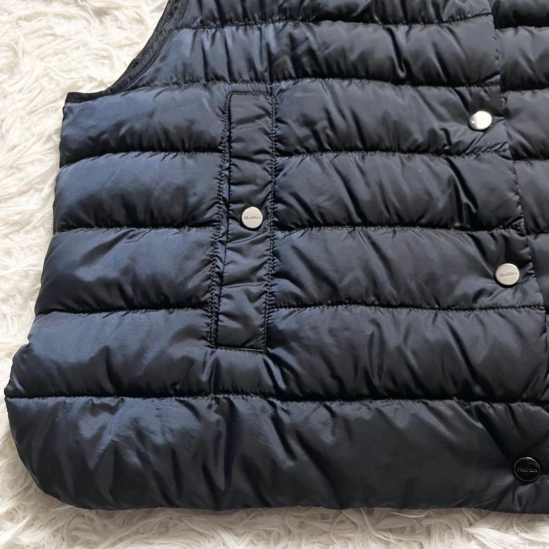 極美品■マックスマーラ　キルティング　ダウンベスト　ロゴワッペン　ネイビー