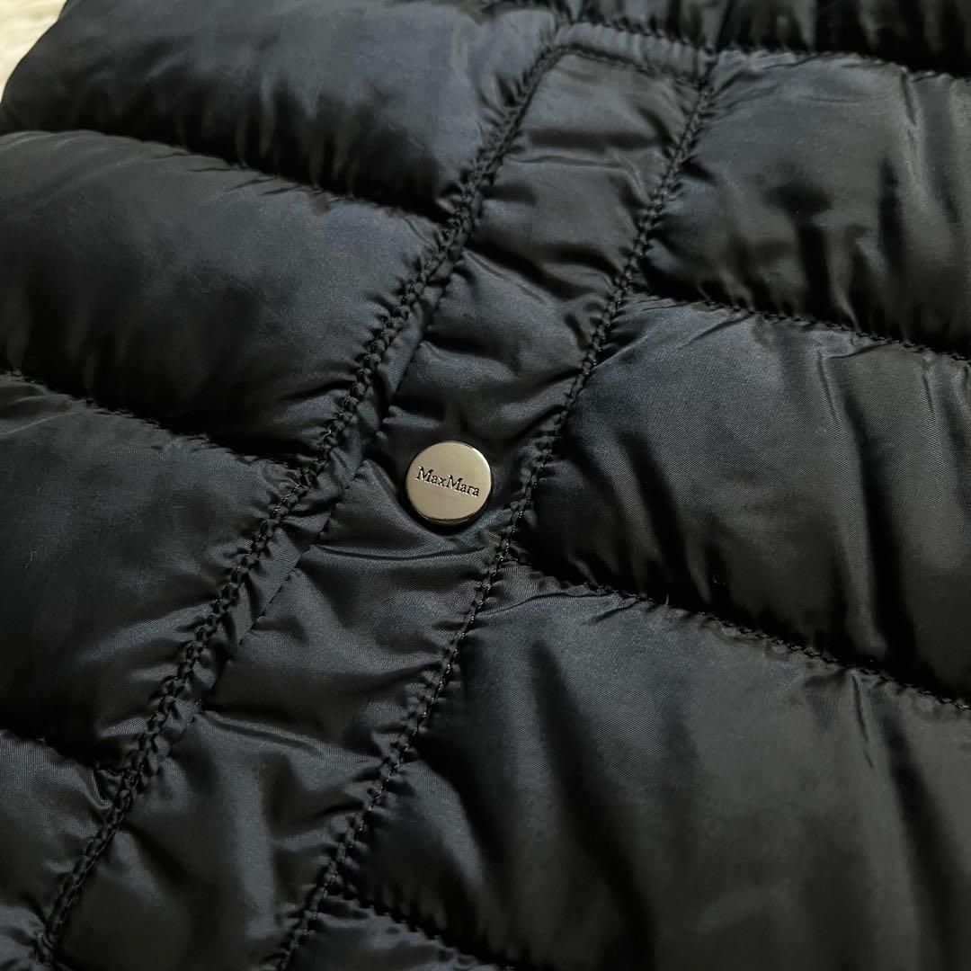 極美品■マックスマーラ　キルティング　ダウンベスト　ロゴワッペン　ネイビー