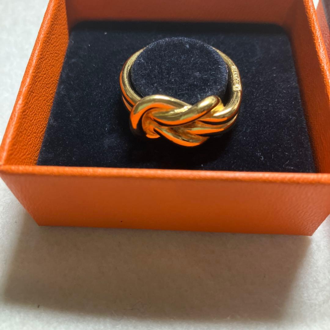 HERMES エルメス　アタメ　スカーフリング　ゴールド　共箱入り