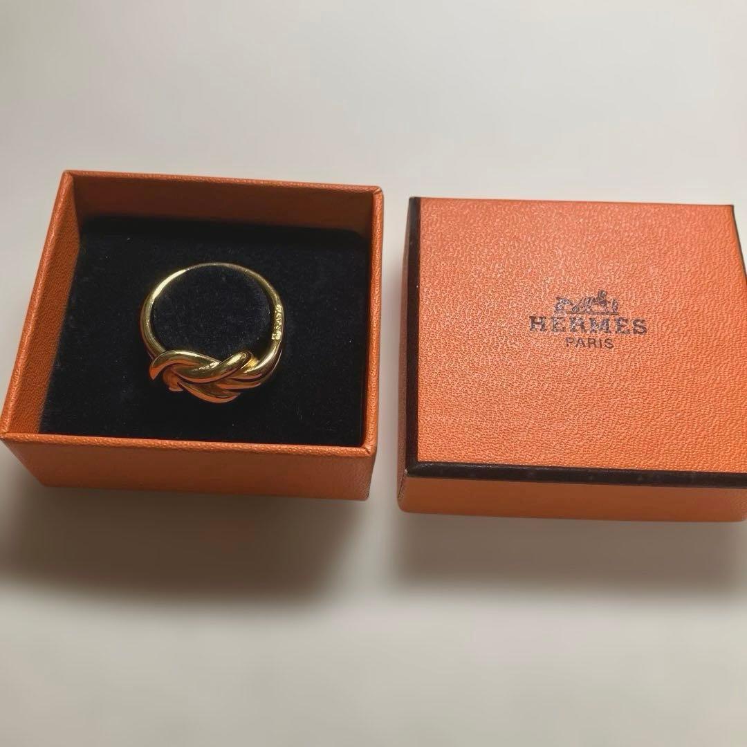 HERMES エルメス　アタメ　スカーフリング　ゴールド　共箱入り