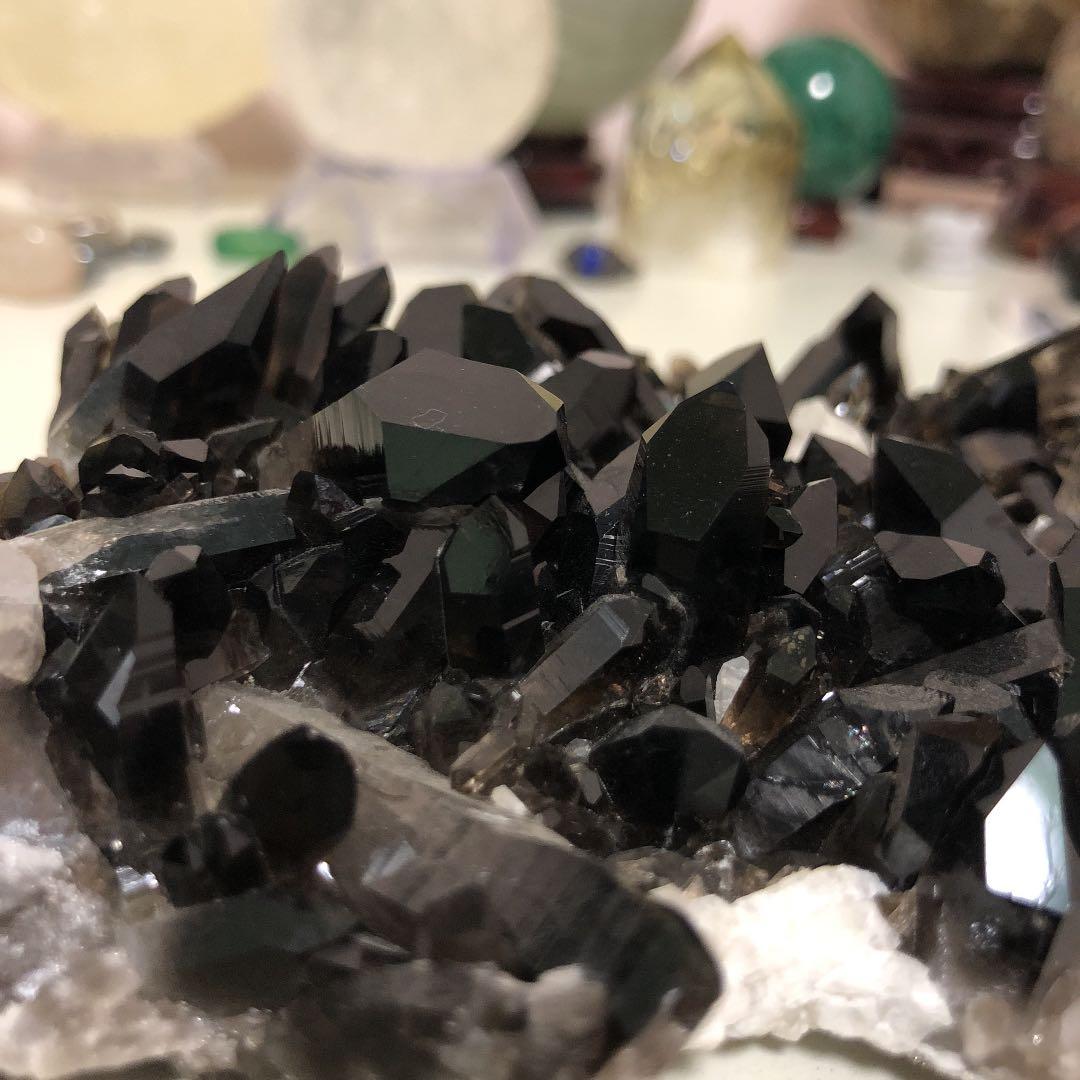 希少石 レア 極上 最高級黒水晶クラスター