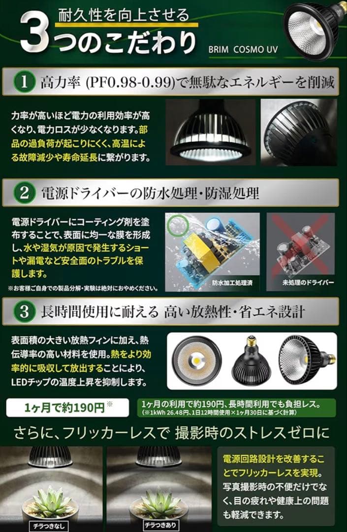 BRIM COSMO UV （白色系 5800K)3台 集光レンズ付きセット