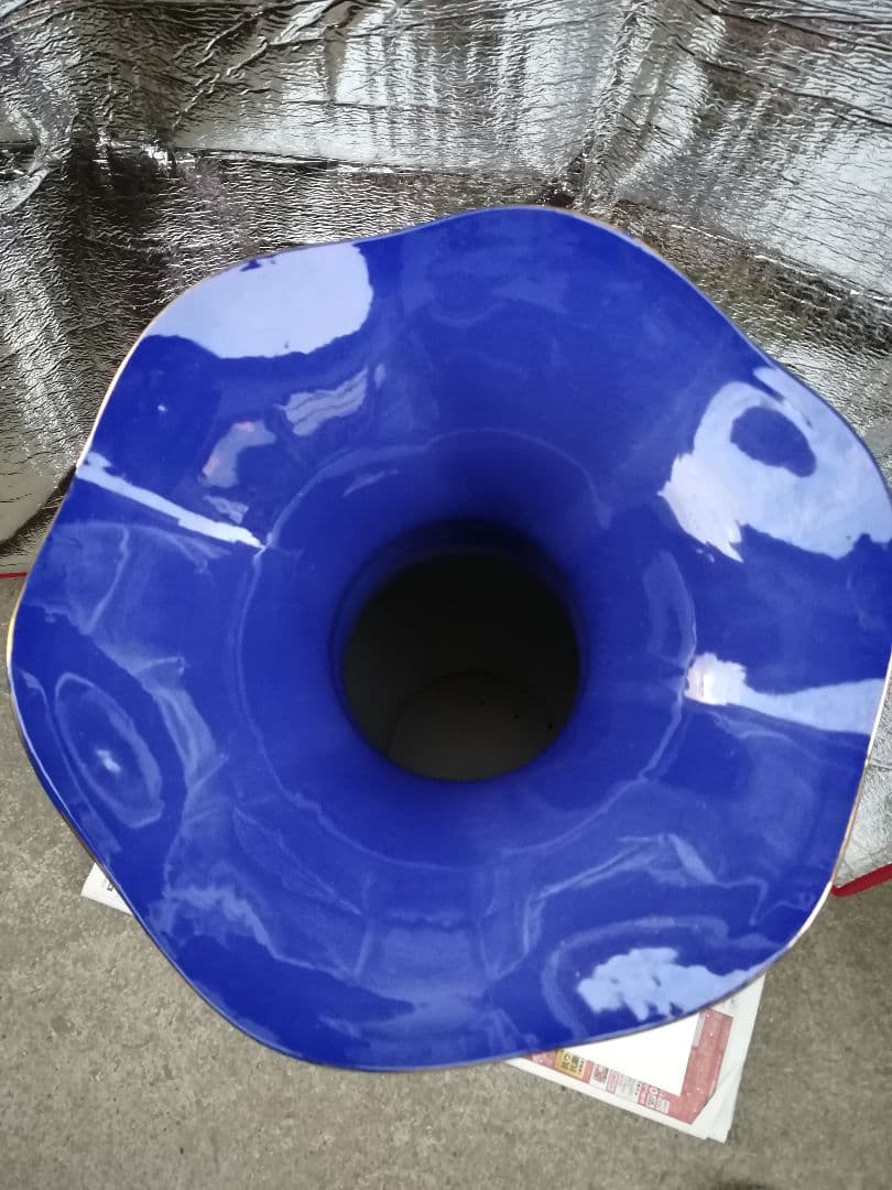 大型花瓶 中国美術 陶器 青 花器 壺 花入れ 双耳壺 飾壺 金色 中国製 高級