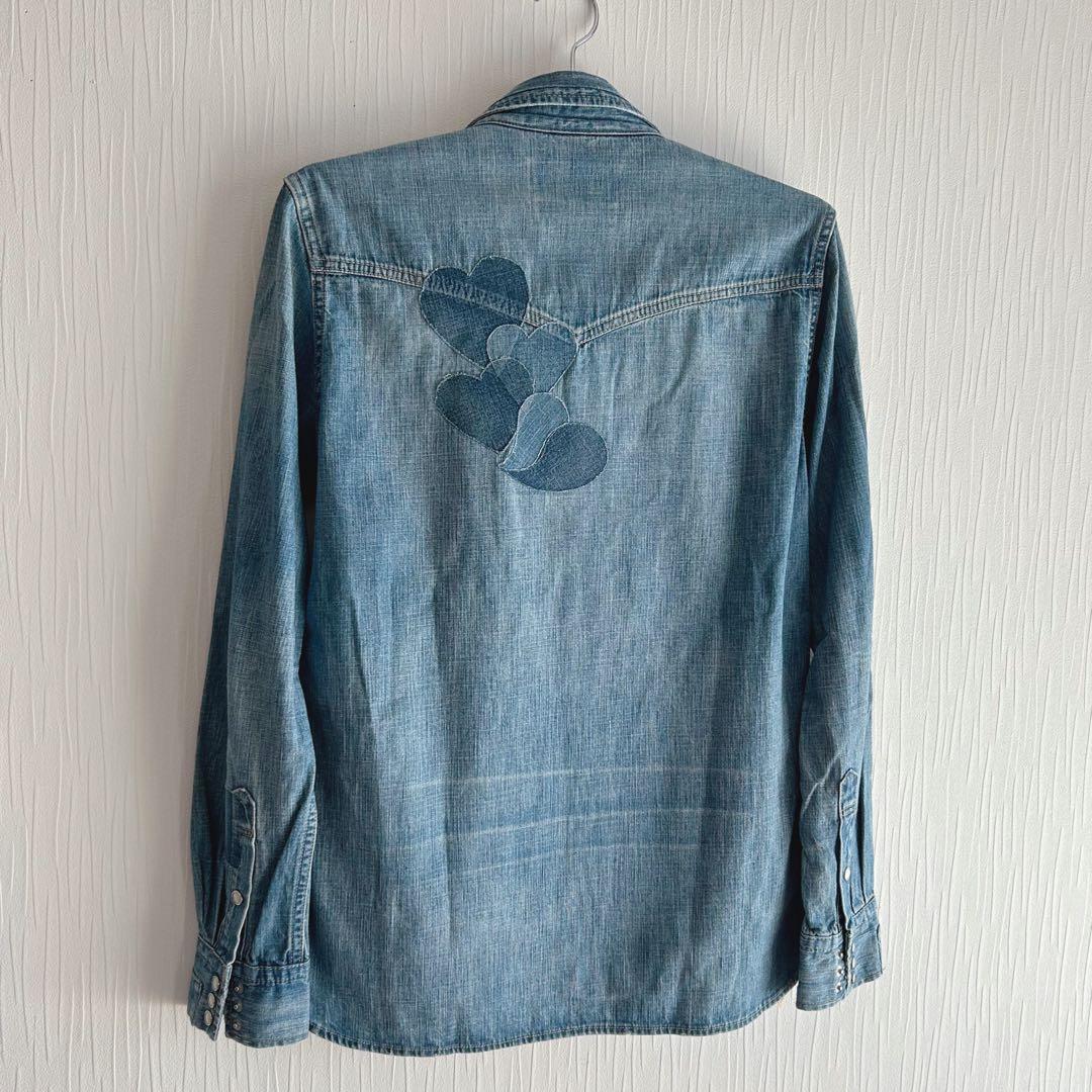 コーンレミレリーフ スカル スタッズ デニムウエスタンシャツM