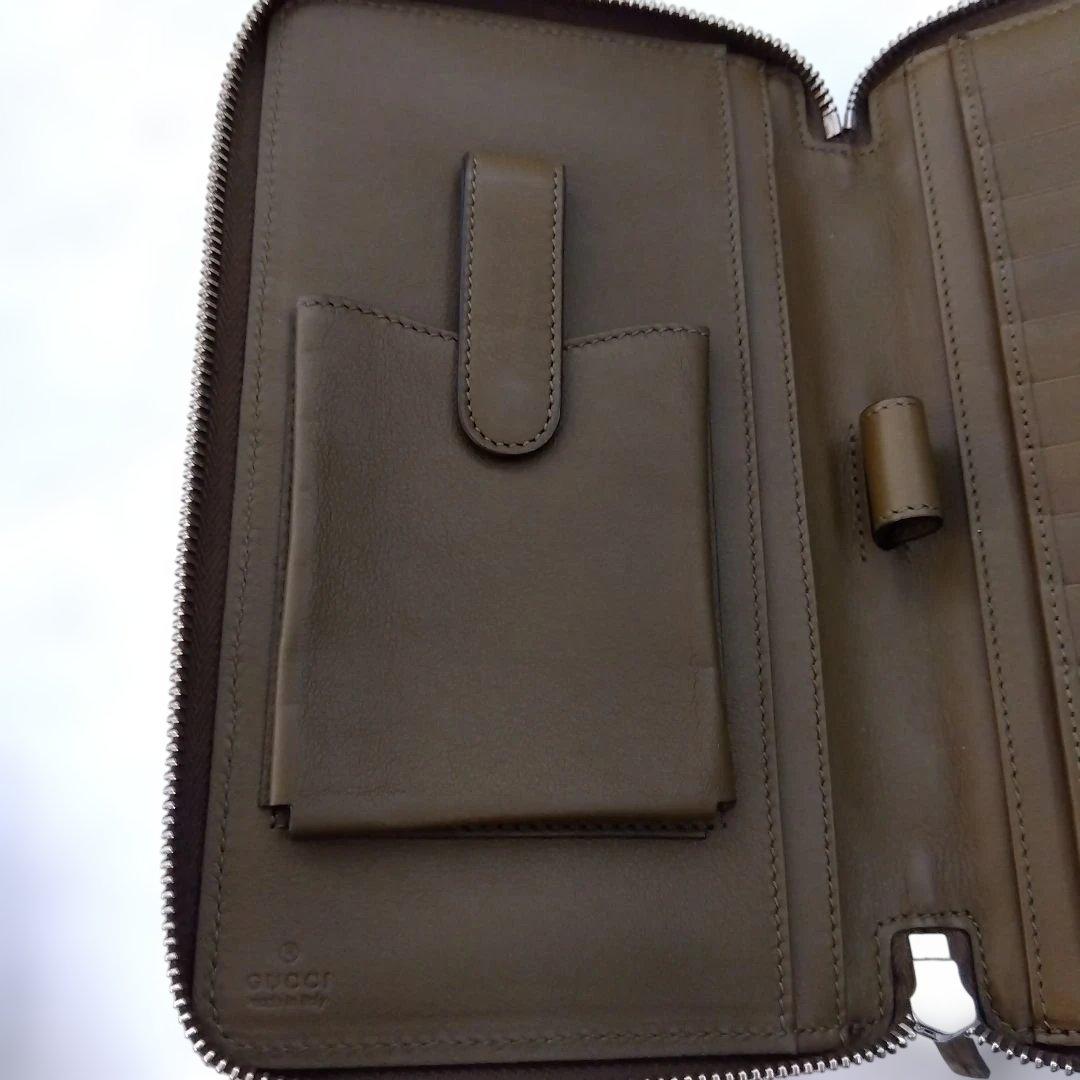 Gucci 本物クロコダイル ドキュメントケース 長財布 オリーブ 茶系