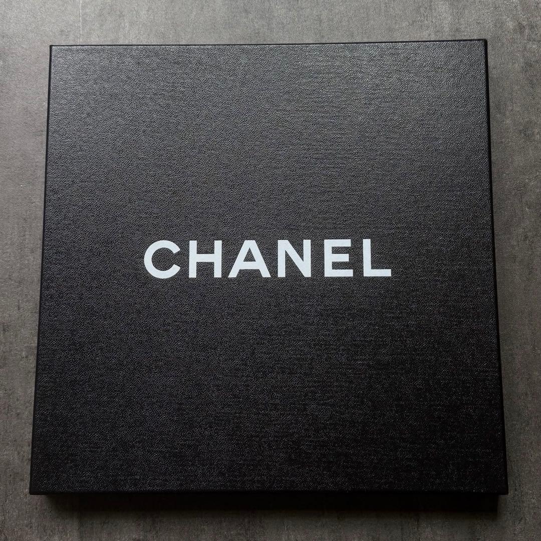 美品 CHANEL シャネル スカーフ ストール シルク 絹 パール ドット 黒