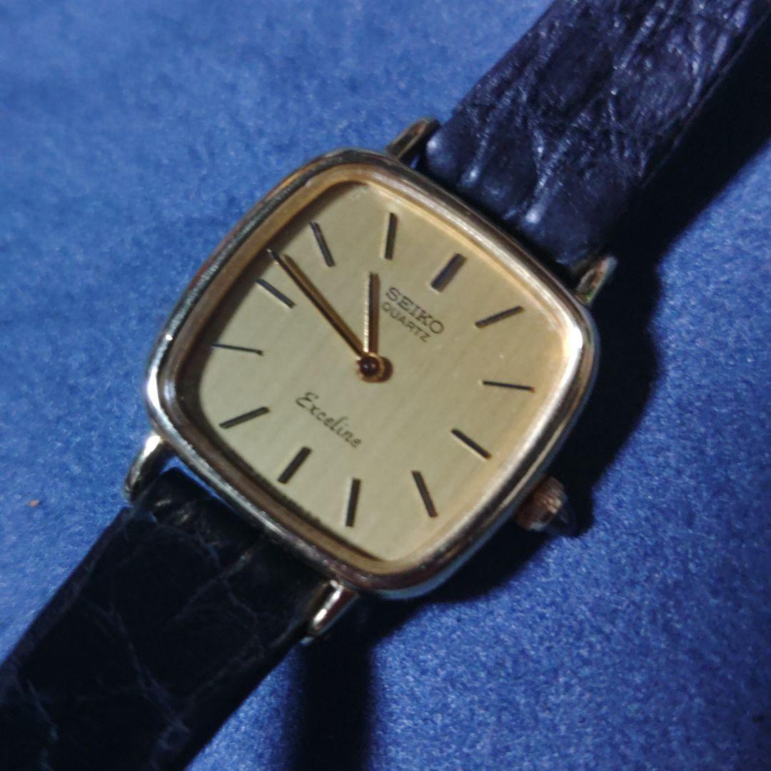 セイコー　エクセリーヌ　14K　稼働　レディース　クロコダイル