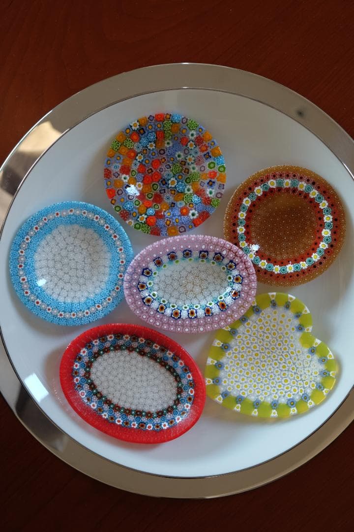 ベネチアンガラス ミルフィオリ プレート ムリーニ 田子美紀 江波冨士子