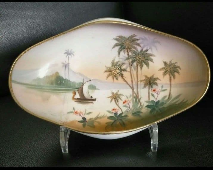 オールドノリタケ 金彩盛り脚付き エジプト風景絵 鉢』