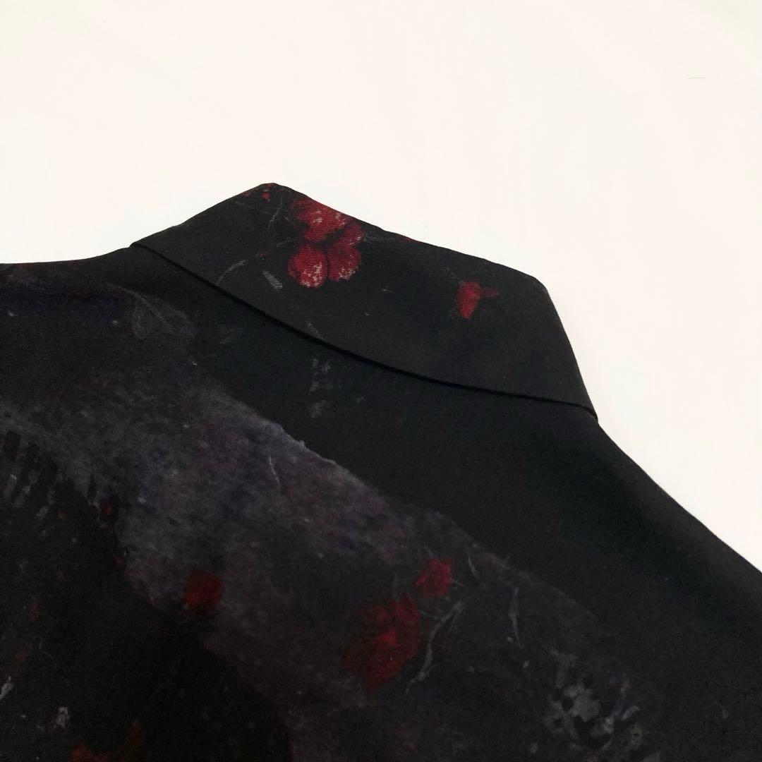 あられひなY's ワイズ 美品 フラワープリント ドレス 黒1