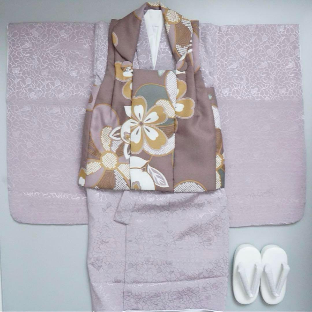 【ひよこ商店】七五三 3歳 着物　被布コートセット　女の子（ベレー帽付き）