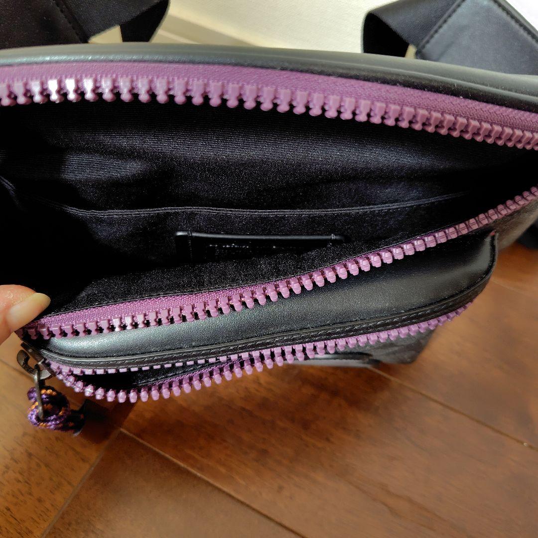 【美品】COACH×ディズニーコラボバッグ ウエストポーチ　ダンボ　黒紫