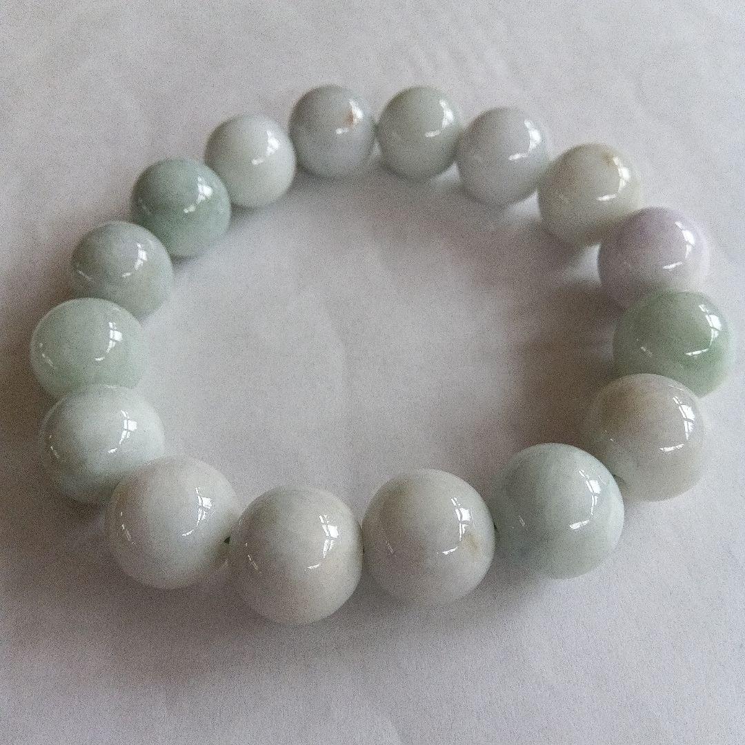 希少、最上級品、国石、綺麗色)糸魚川翡翠ブレスレット、13mm