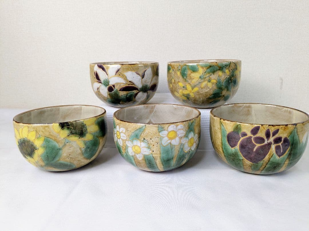 陶あん 清水焼 京焼 色絵付け 茶碗 5客セット