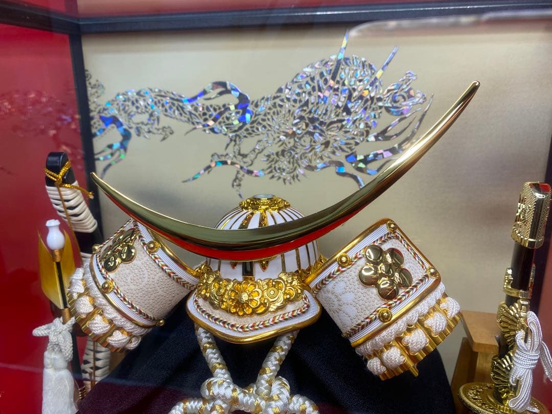 伊達政宗　東京久月　五月人形　家紋付き兜飾りガラスケース入