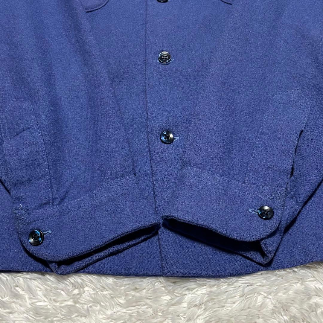 希少 70s ペンドルトン USA製 ボードシャツ 単色 無地 開襟 ネイビー