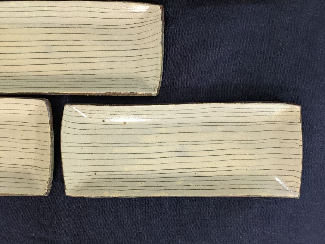 人間国宝【松井康成】練り上げ長皿5枚組