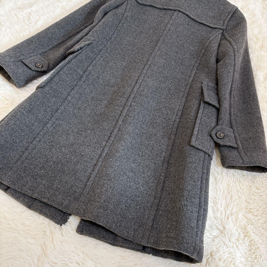極美品☆バーバリーブルーレーベル ノバチェック ダッフルコート グレー 36