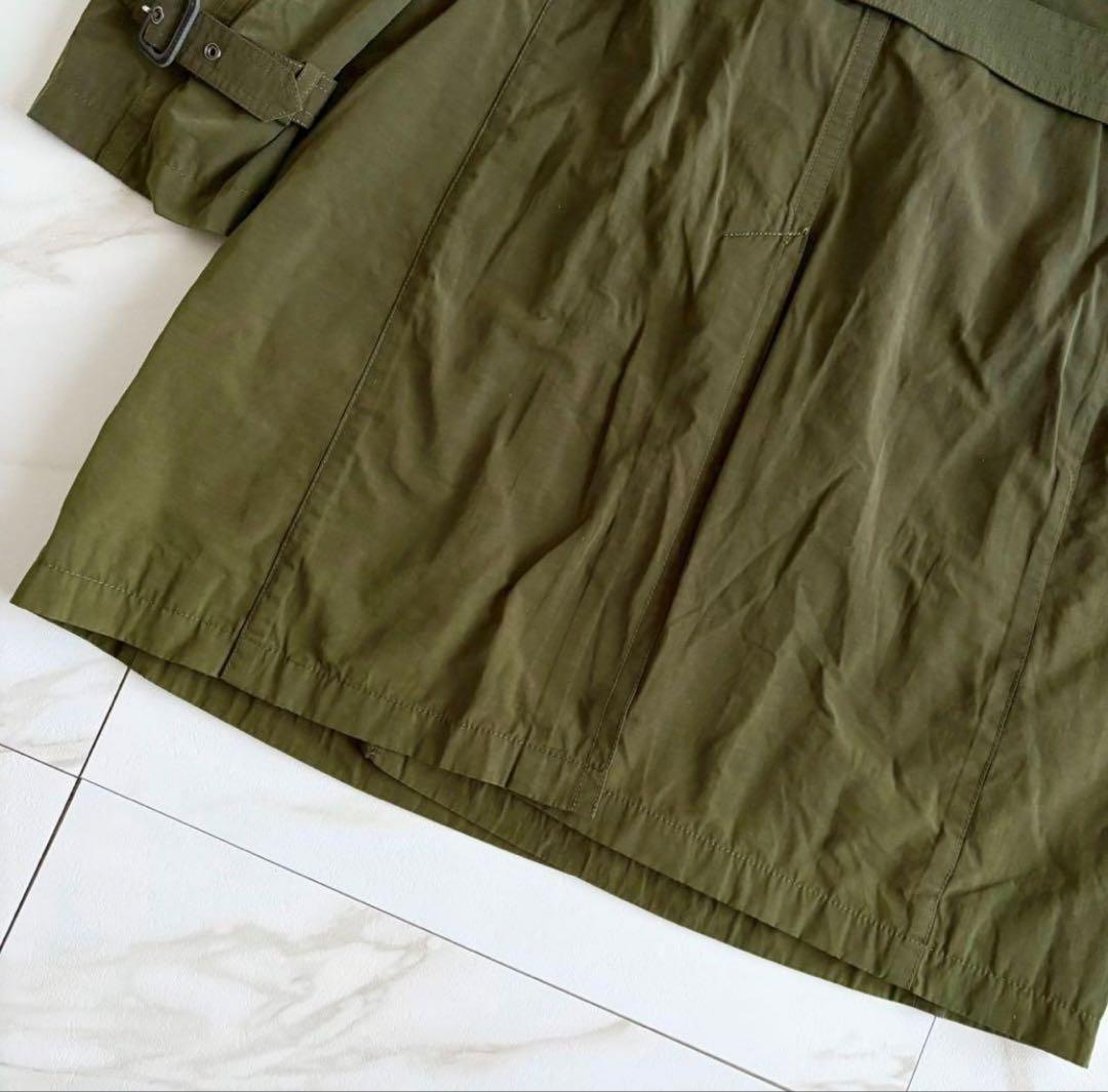 バーバリーブラックレーベル トレンチコート ベルト付 背抜き XL カーキ