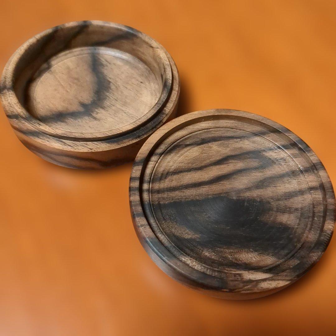黒柿　小物入れ　香合　手作り木工