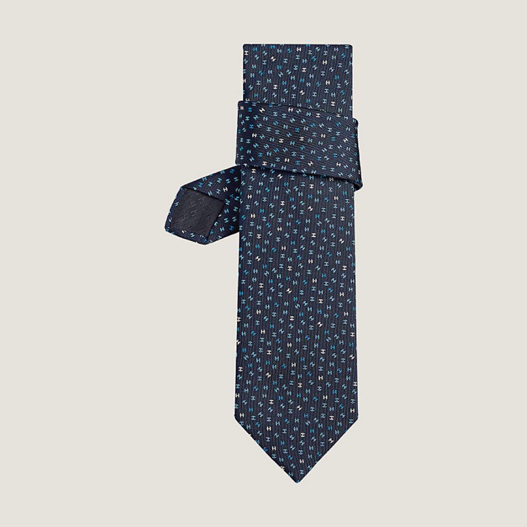 現行！エルメス［未使用タグ付き］ネクタイ　H柄　ファソネ　ジャガード　箱付き