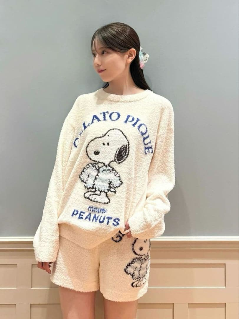 ジェラートピケ PEANUTS ジャガードプルオーバー＆ショートパンツセット