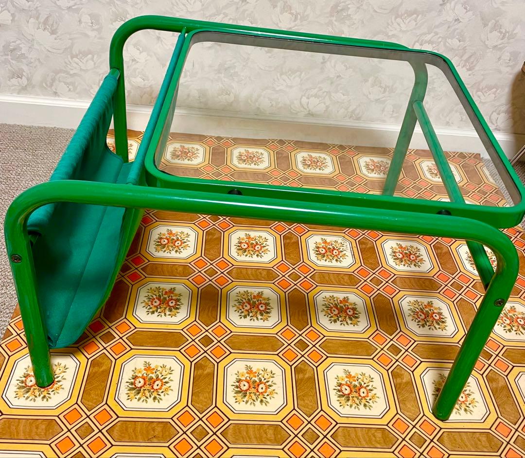 昭和レトロ レトロポップ　ローテーブル 当時物 インテリア　パイプガラステーブル