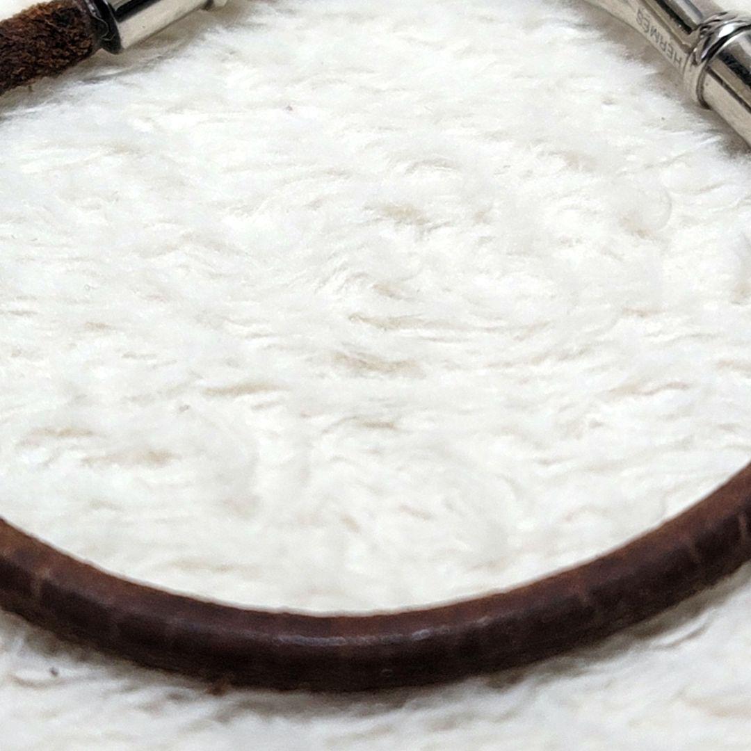 エルメス アタメ ブレスレット シルバー ブラウン レザー