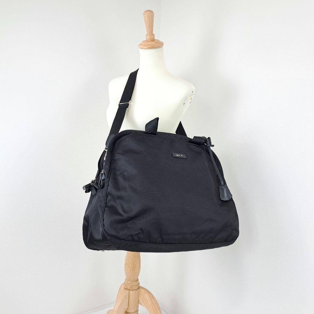 極美品★ agnes b. アニエスベー ボストンバッグ 旅行 大容量 ブラック