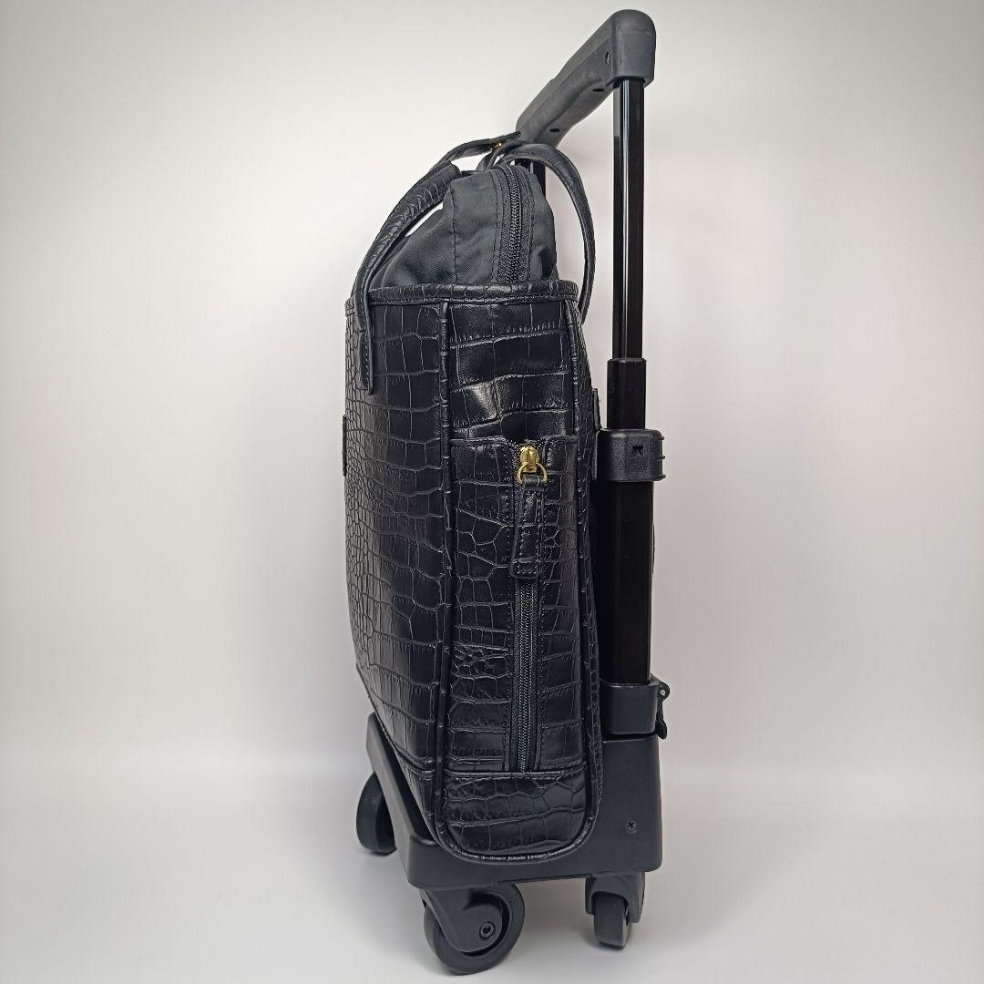 美品　swany スワニー キャリーバッグ クロコ型押し ブラック