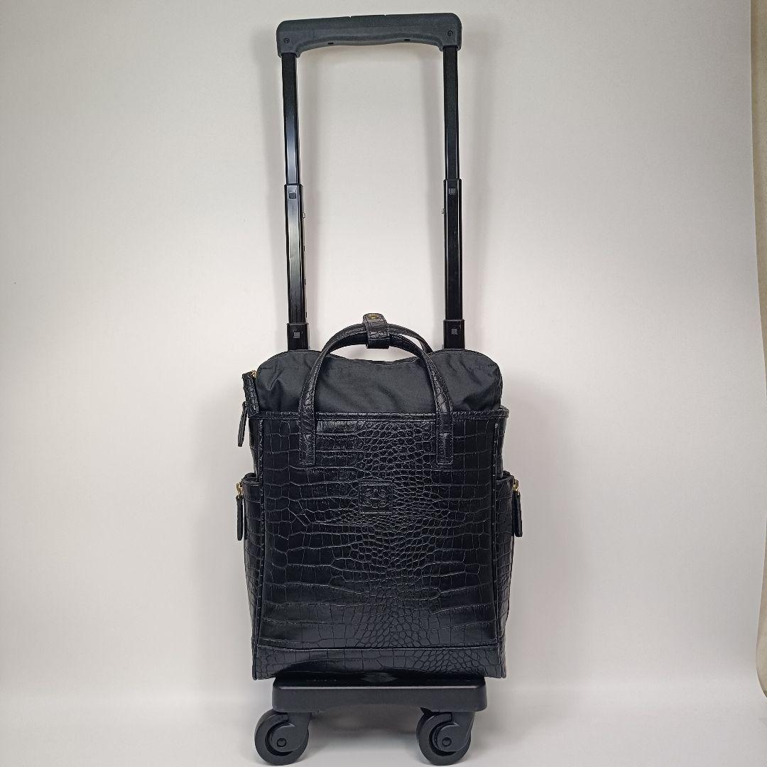 美品　swany スワニー キャリーバッグ クロコ型押し ブラック
