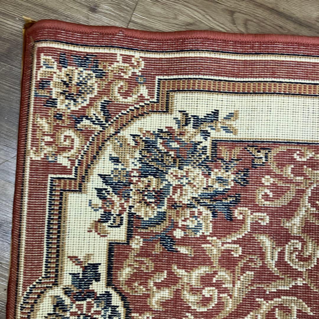 A-4 オリエンタル調 クラシック ラグマット 花柄 ボルドー 玄関マット