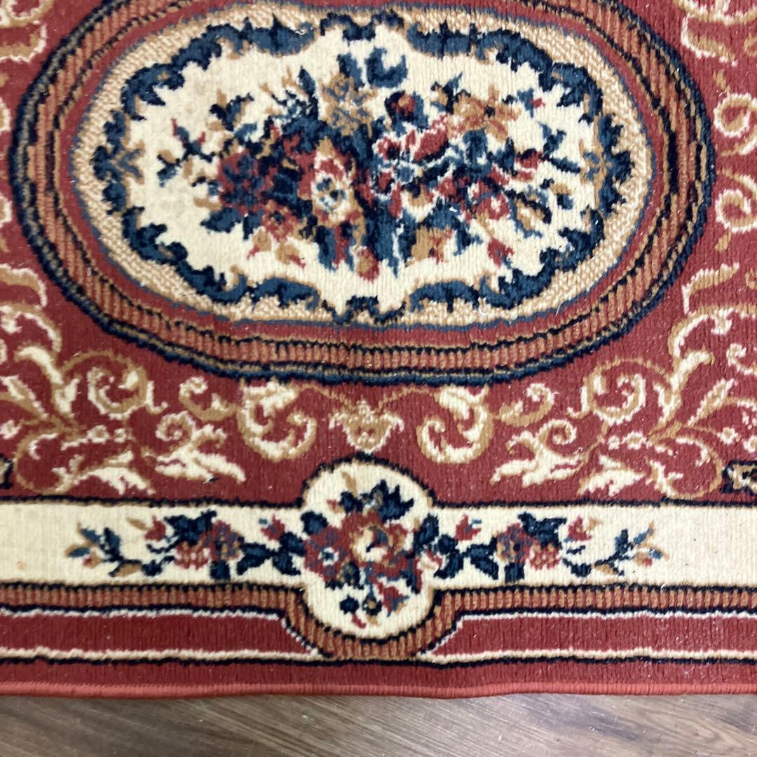 A-4 オリエンタル調 クラシック ラグマット 花柄 ボルドー 玄関マット