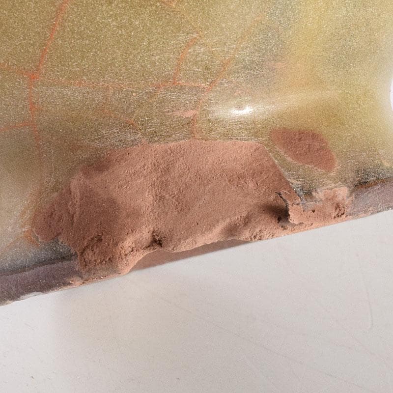 中国　哥窯　青磁　金絲鉄線　氷裂文双耳瓶　C　6910