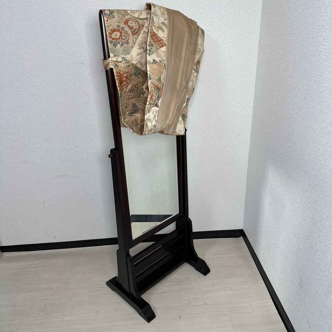 展示品 美品 北海道民芸 スタンドミラー 鏡 姿見 全身鏡 樺材 無垢材 i1※