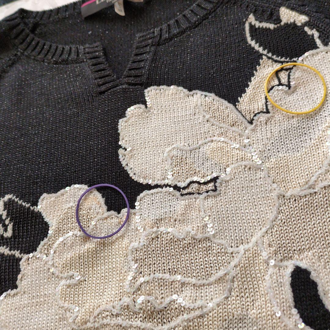 レオナール　花柄 ニットセーター 黒