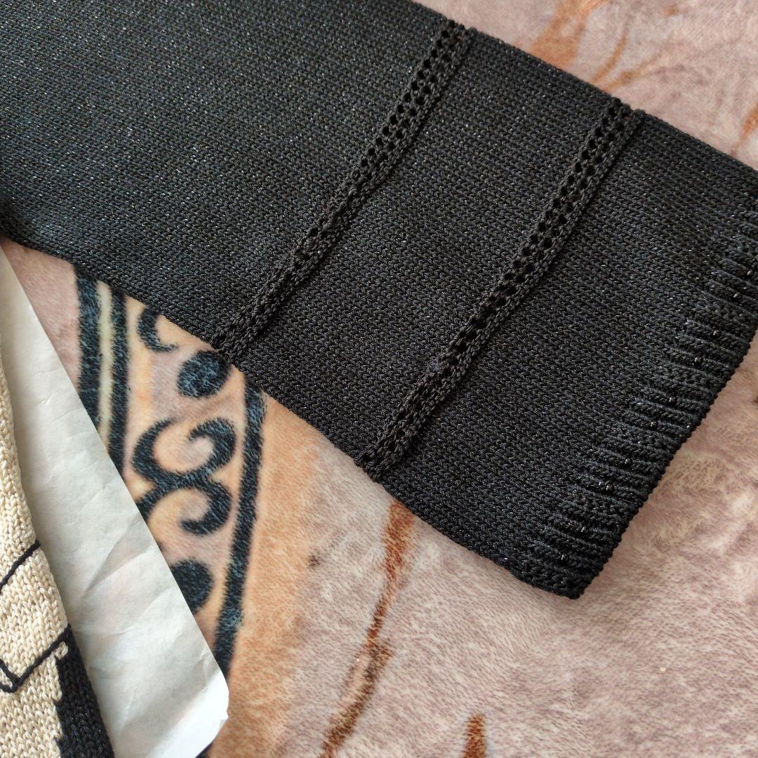 レオナール　花柄 ニットセーター 黒