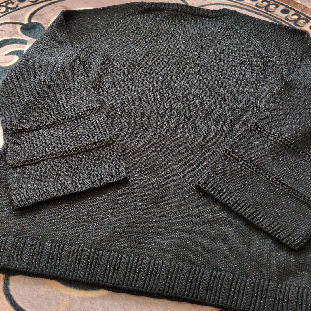 レオナール　花柄 ニットセーター 黒