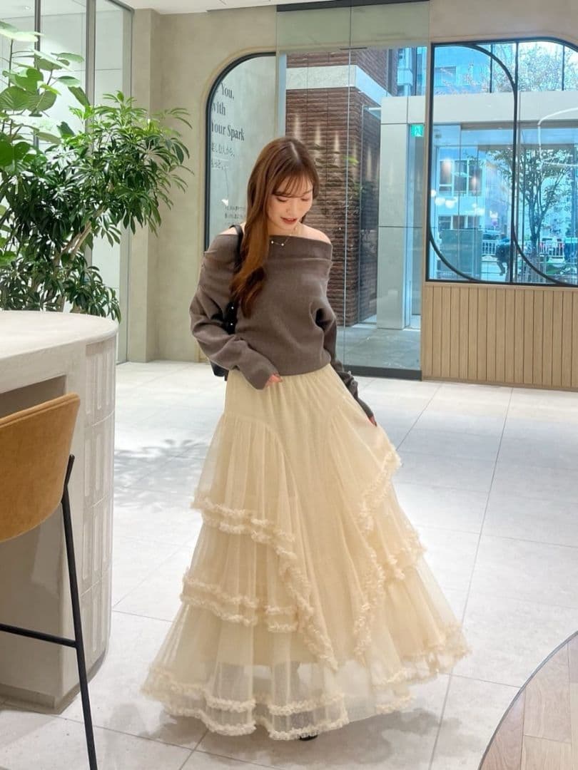 実物写真掲載 ココディール 完売色 ドレープオフショルニット